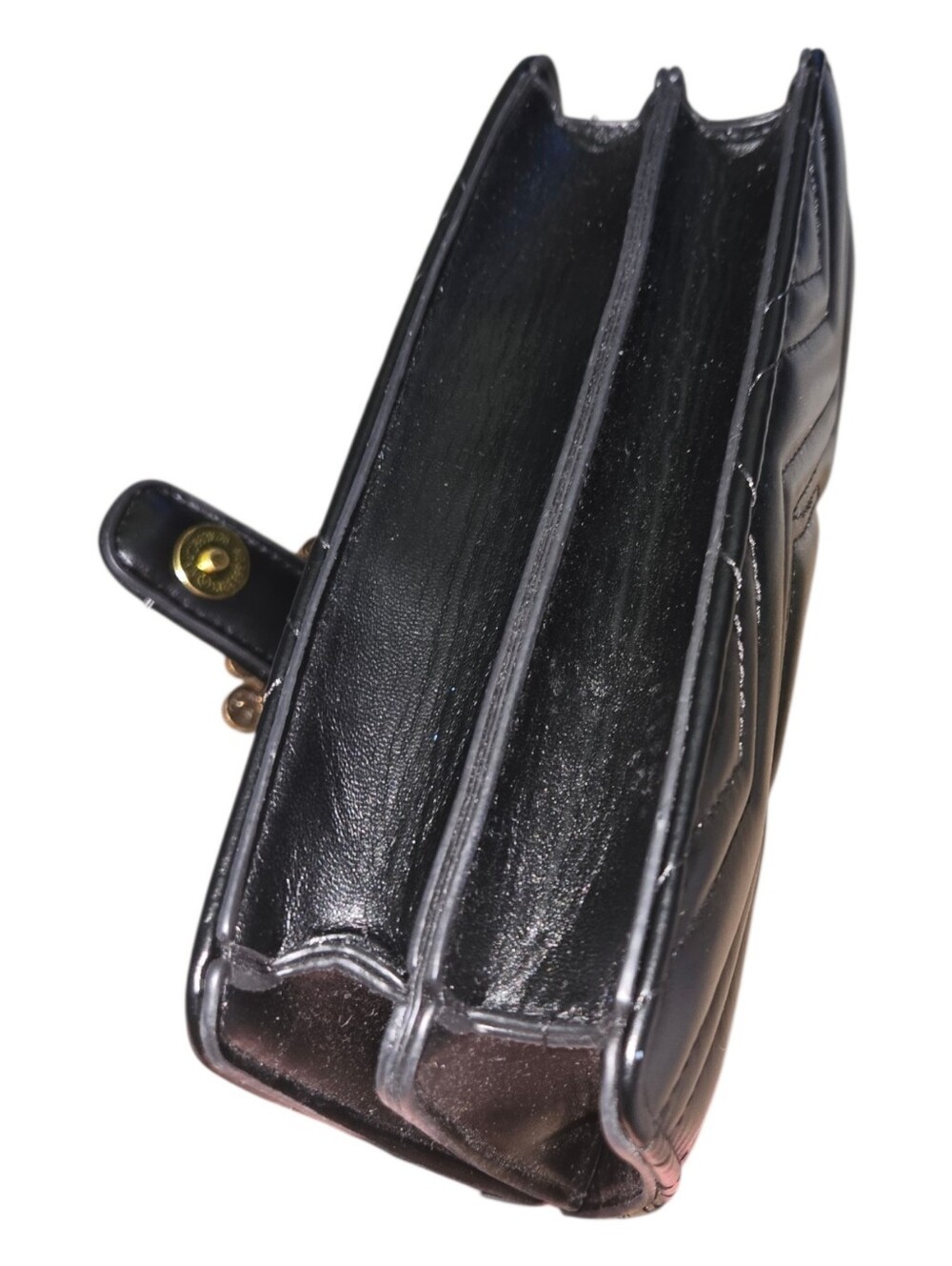 Black Quilted Shoulder Bag with Gold Hardware. Bag20 - Picture 3 of 8